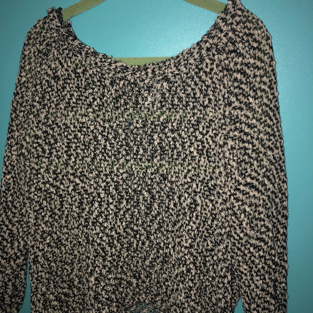 Cropped Black & White Sweater